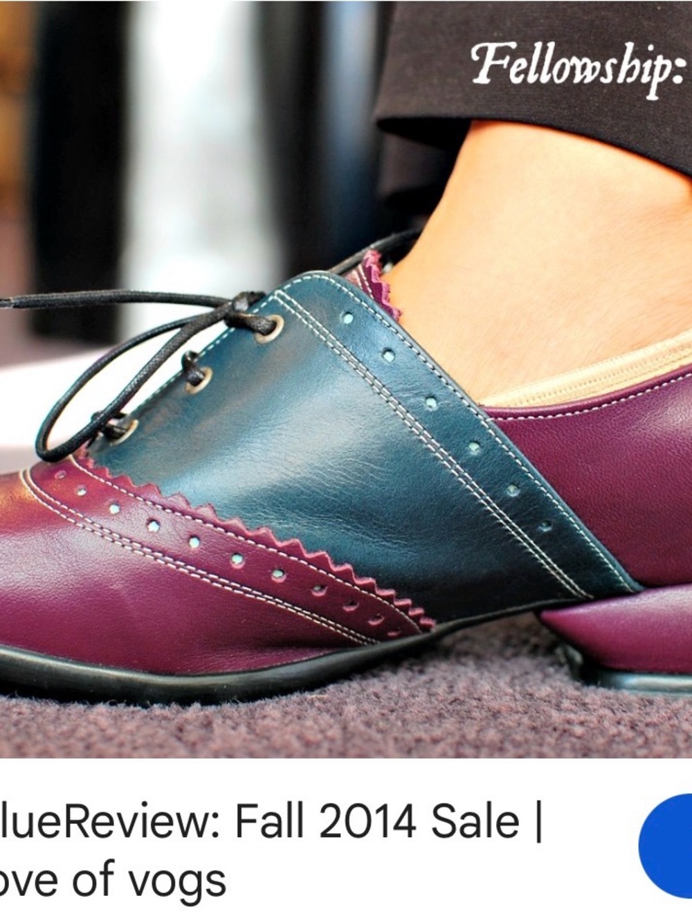 Women’s Fluevog Two-Tone Burgundy and Teal Oxford Shoe
